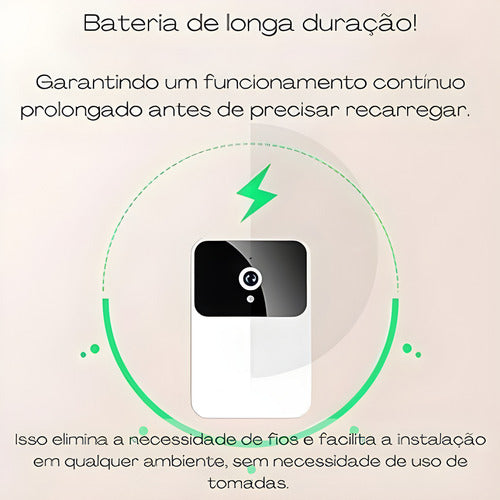 Campainha Com Câmera Wifi Sem Fio Inteligente Interfone Com Áudio