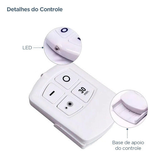 Kit Com 3 Lampadas Luminaria Led  Sem Fio Com Controle Remoto