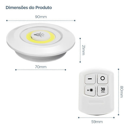 Kit Com 3 Lampadas Luminaria Led  Sem Fio Com Controle Remoto