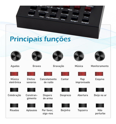 Kit Interface Mesa V8+ Microfone Bm 800 Com Braço Articulado