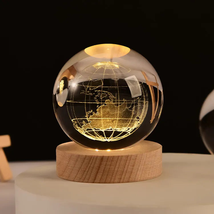 Bola de Cristal 6cm 3D Para Decoração, Com Base Iluminada, Diversos Temas