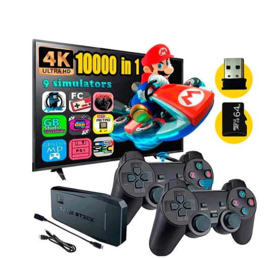 SUPER VIDEO GAME STICK RETRÔ 4K + 2 CONTROLES